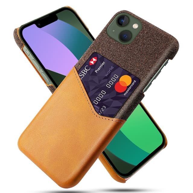 SKALO iPhone 15 Plus Premium PU-Läder Korthållare Skal - Brun