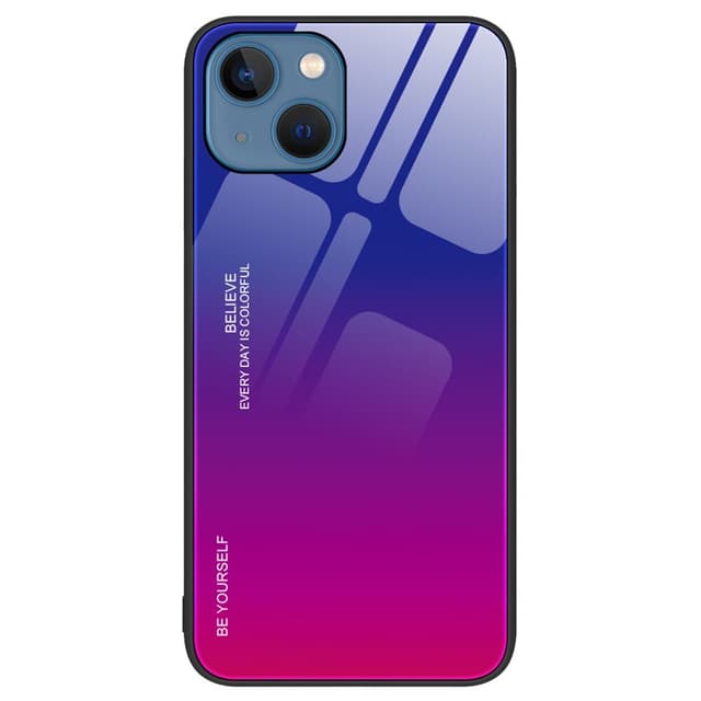 SKALO iPhone 15 Plus Gradient Hærdet glas TPU Cover - Blå