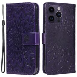SKALO iPhone 15 Pro Max Mandala Flip Cover - Lilla