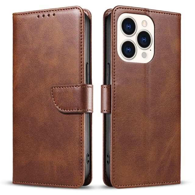 SKALO iPhone 15 Plus Premium Plånboksfodral - Brun