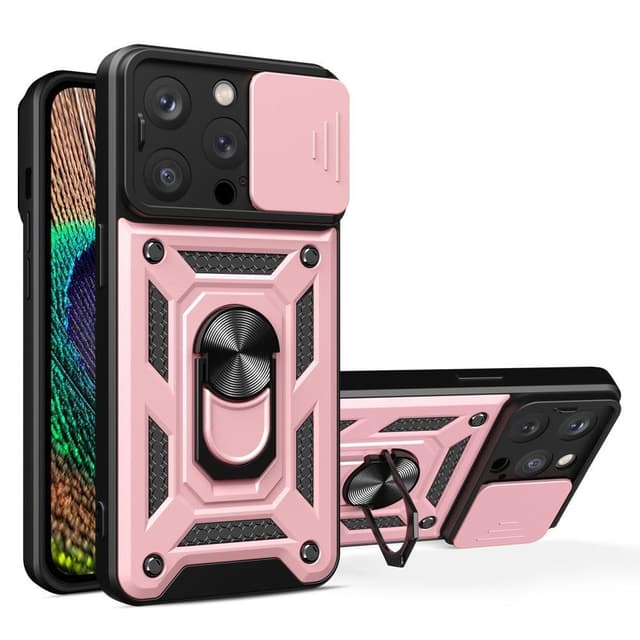 SKALO iPhone 15 Pro Armor Hybrid Metal Ring Camera Slider - Rosa guld