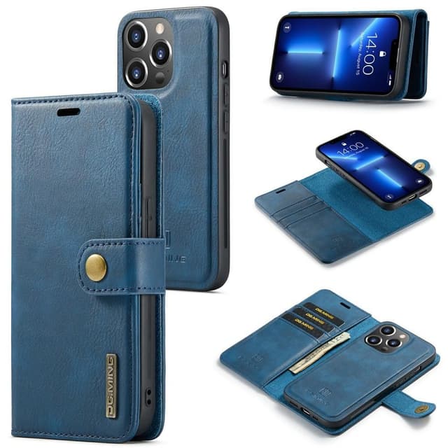 DG MING iPhone 15 Pro 2-in-1 magneetti lompakkokotelo - Sininen