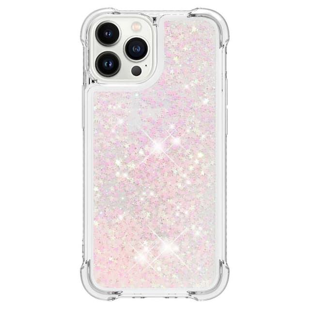 SKALO iPhone 15 Pro Kvicksand Glitter Hjärtan TPU-skal - Rosa