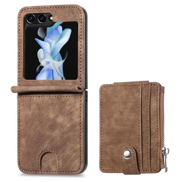 SKALO Samsung Z Flip5 PU-læder Cover med Pung - Brun