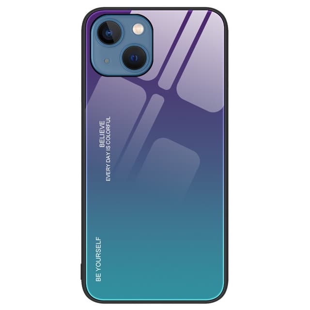 SKALO iPhone 15 Plus Gradient Härdat Glas TPU-skal - Lila-Blå