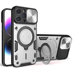 SKALO iPhone 15 Pro Max Armor Hybrid Magnet Ring Camera Slider - Sølv