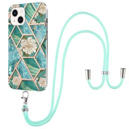 SKALO iPhone 15 Marmor Mobilhalsband Skal - Grön
