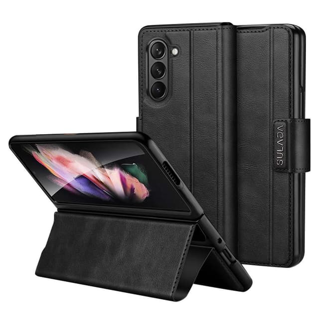 SKALO Samsung Z Fold5 SULADA PU-nahkainen Fold Suojakuori - Musta