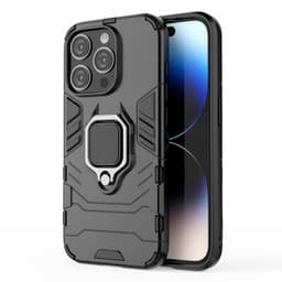 SKALO iPhone 15 Pro Max Armor Hybridi metallirengas kuori - Musta
