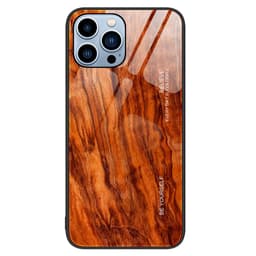 SKALO iPhone 15 Pro Max Wood karkaistu lasi TPU-suojakuori - Vaaleanruskea