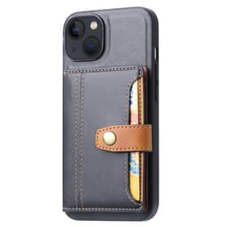 SKALO iPhone 15 PU-nahkainen Suojakuori Lompakolla - Musta