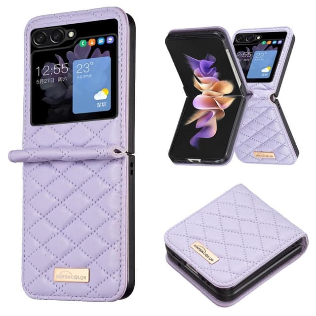 SKALO Samsung Z Flip5 BINFEN COLOR Quiltat Flip Skal - Lila