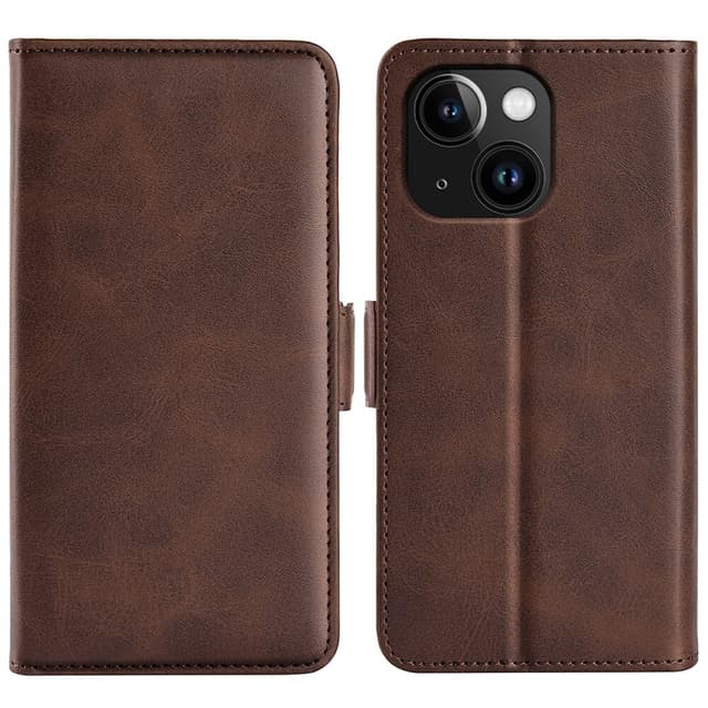 SKALO iPhone 15 Plus Premium Wallet Flip Cover - Brun