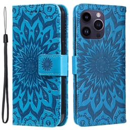 SKALO iPhone 15 Pro Max Mandala lompakkokotelo - Sininen