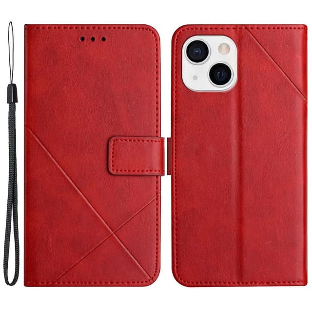 SKALO iPhone 15 Embossed Plånboksfodral i PU-Läder - Röd
