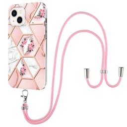 SKALO iPhone 15 Marmor Mobilhalsband Skal - Rosa