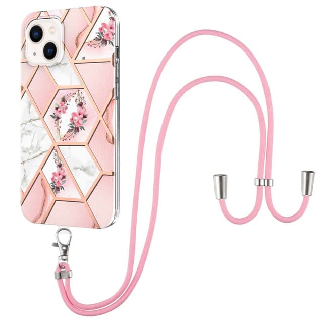 SKALO iPhone 15 Marmor Mobilhalsband Skal - Rosa