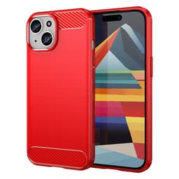 SKALO iPhone 15 Armor Carbon Stødsikker TPU-cover - Rød