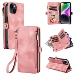SKALO iPhone 15 Big Wallet 11-FACK Plånboksfodral - Rosa