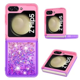 SKALO Samsung Z Flip5 Juoksuhiekka Glitter Sydämet TPU kuori - Pinkki-Violetti