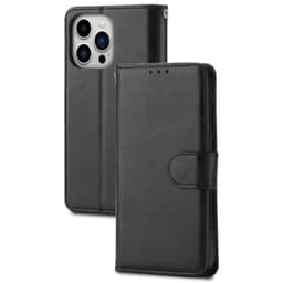 SKALO iPhone 15 Pro Crazy Horse Pungetui PU læder - Sort