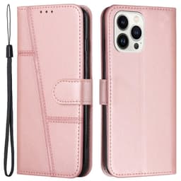 SKALO iPhone 15 Pro Embossed Triangle Lompakkokotelo - Ruusukulta