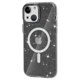 SKALO iPhone 15 Glitter Magnetic Ring TPU Cover - Sort