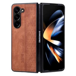 SKALO Samsung Z Fold5 AZNS PU-Läder Skal - Brun