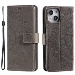 SKALO iPhone 15 Mandala Flip Cover - Grå