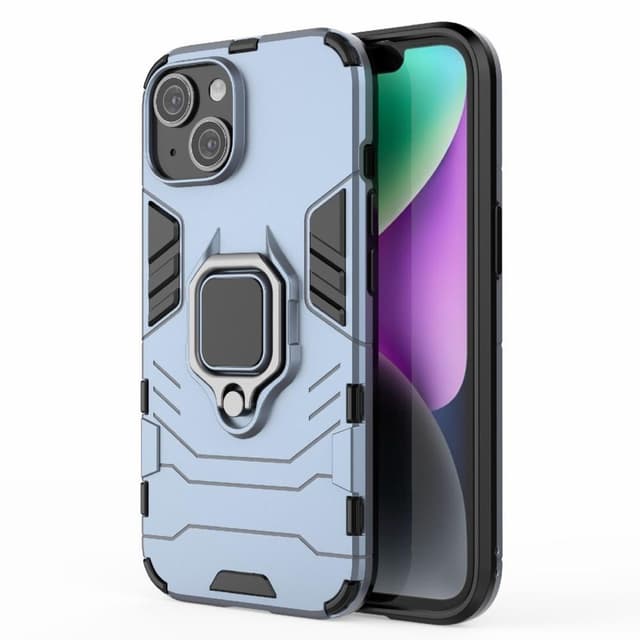 SKALO iPhone 15 Armor Hybrid Metallring skal - Blå