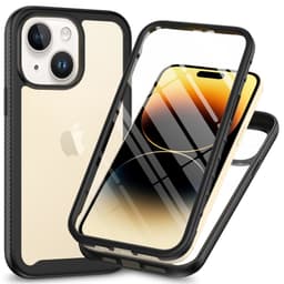 SKALO iPhone 15 Iskunkestävä Clear Hybrid Suojakuori + suojakalvo - Musta