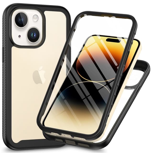 SKALO iPhone 15 Shockproof Clear Hybrid Skal + Skärmskydd - Svart