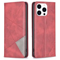 iPhone 15 Pro BINFEN COLOR Præget Flip Cover - Rød