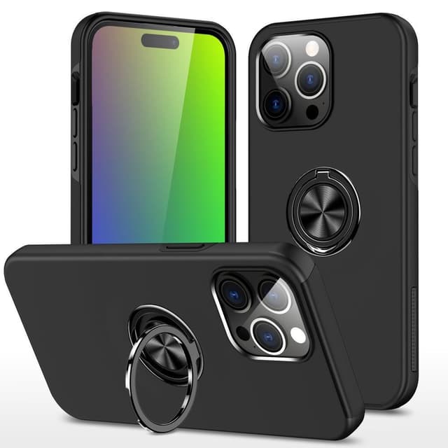 iPhone 15 Pro Max Sormirengas Kickstand Hybridikotelo - Musta