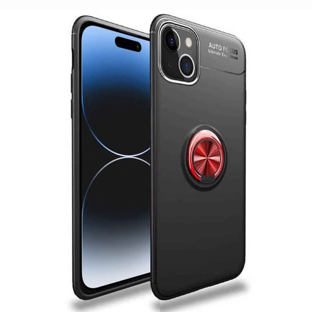 Slim Ring cover Apple iPhone 15 Plus - Sort/rød