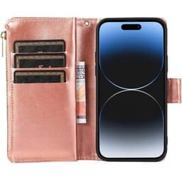 DoubleFlip Zipper 9-kort Apple iPhone 15 - Rose