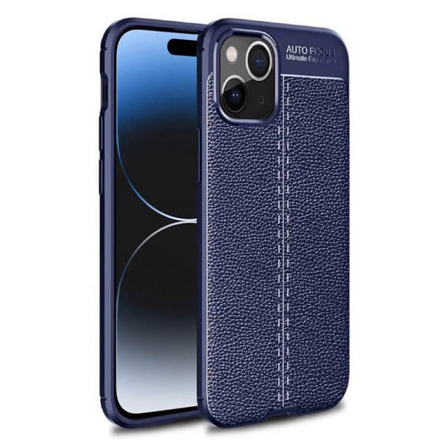 Läder mönstrat TPU skal Apple iPhone 15 - Blå