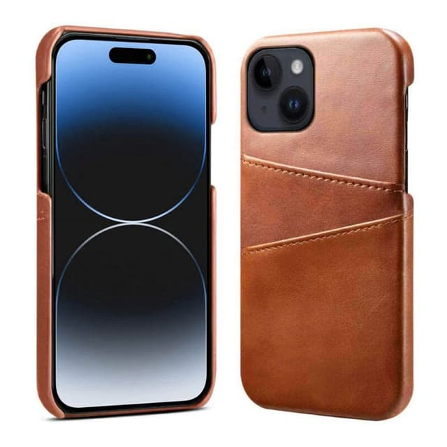 Retro skal med kortplatser Apple iPhone 15 Plus - Brun