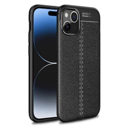 Lærmønstret TPU deksel Apple iPhone 15 - Svart