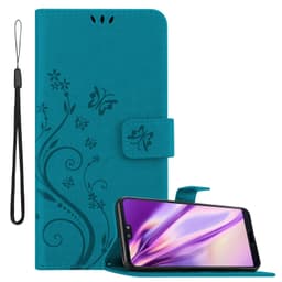 Huawei P20 lommebokdeksel Blomster deksel (blå)
