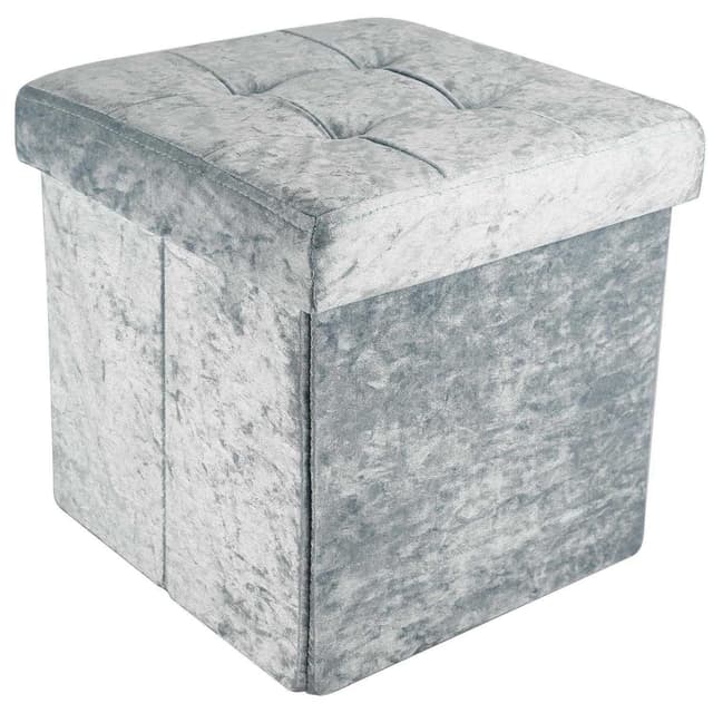 Hopfällbar Sittpall Sittkub 38x38x38cm Fotstöd (blå)