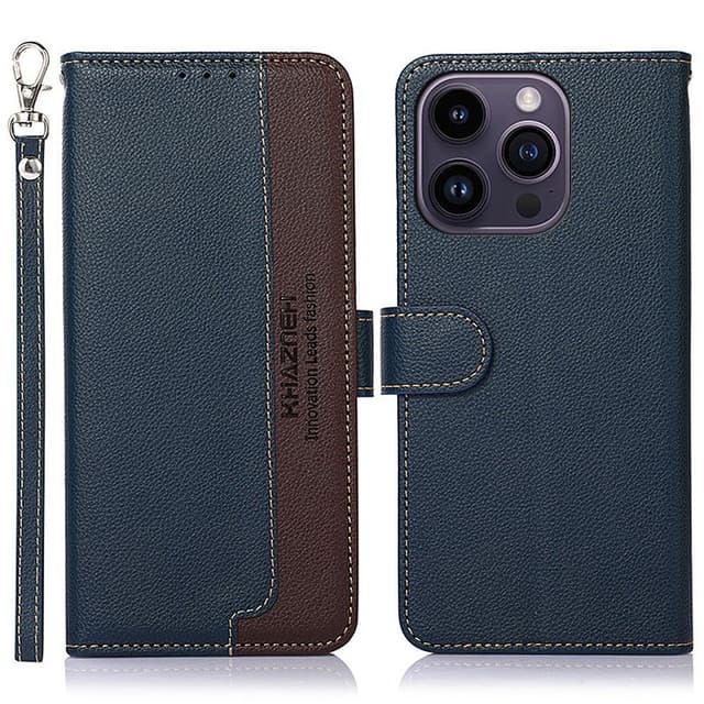 KHAZNEH telefoncover til iPhone 15 Pro - brun/blå