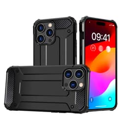 Jernbeklædt dobbeltlags, stødsikkert telefoncover med fire hjørner Sort iPhone 15 Pro Max