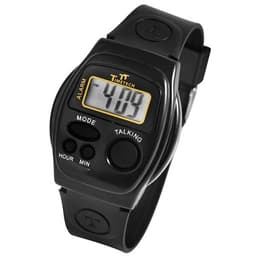 TimeTech talande digitalklocka med silikonband - Svart