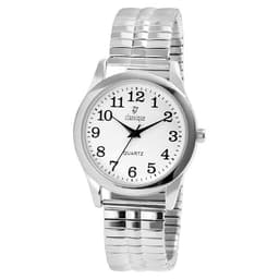 Classique herrklocka med elastiskt armband i rostfritt stål - Silver