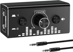 NÖRDIC Bi-Directional 3,5 mm jack lydbryter 2 i 1 ut / 1 i 2 ut analog stille stereolydbryter med volumkontroll