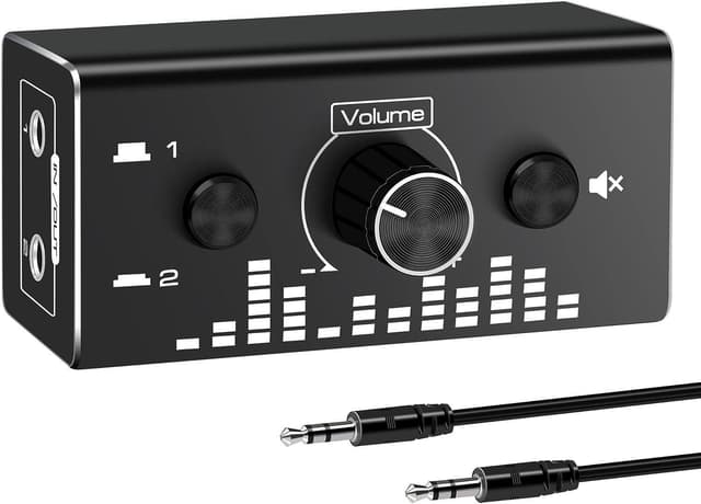 NÖRDIC Bi-Directional 3,5 mm jack lydbryter 2 i 1 ut / 1 i 2 ut analog stille stereolydbryter med volumkontroll
