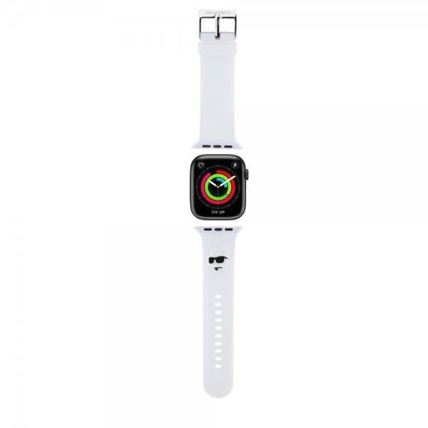 Karl Lagerfeld Apple Watch 42/44/45/Apple Watch Ultra Armband Rubber NFT Choupette Vit