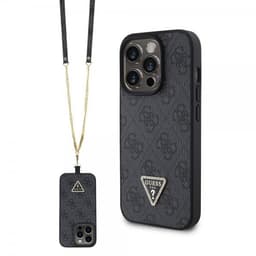 Guess iPhone 15 Pro Deksel Metal Logo Strass Crossbody Strap Svart