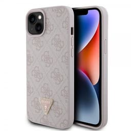 Guess iPhone 15 Plus Kuori 4G Metal Triangle Strass Vaaleanpunainen